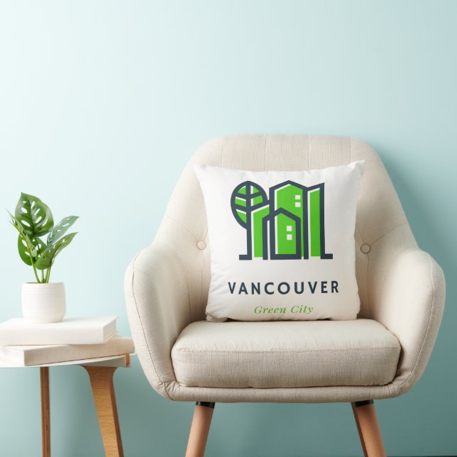 Vancouver Canada Sustainable Green City Throw Pillow (Chair)