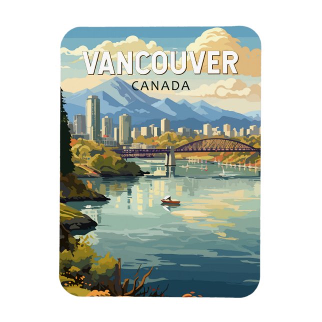Vancouver Canada Travel Art Vintage Magnet (Vertical)