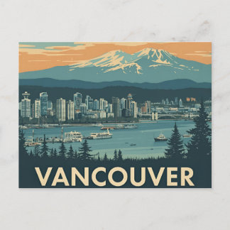Vancouver Canada Travel Art Vintage Postcard