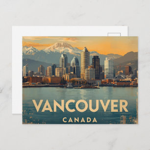 Vancouver Canada Travel Art Vintage Postcard