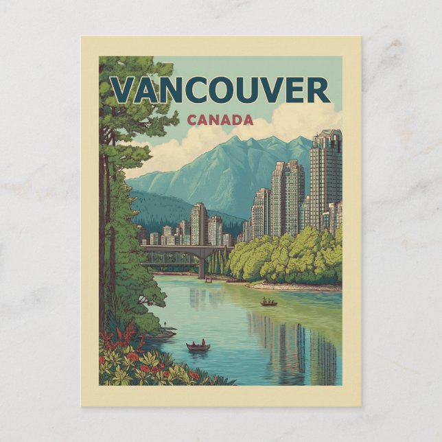 Vancouver Canada Travel Art Vintage Postcard (Front)