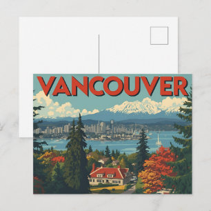 Vancouver Canada Travel Art Vintage Postcard
