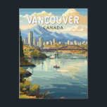 Vancouver Canada Travel Art Vintage Postcard<br><div class="desc">Vancouver retro vector travel design. Vancouver,  a bustling west coast seaport in British Columbia,  is among Canada’s densest,  most ethnically diverse cities.</div>