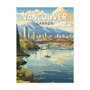 Vancouver Canada Travel Art Vintage Postcard