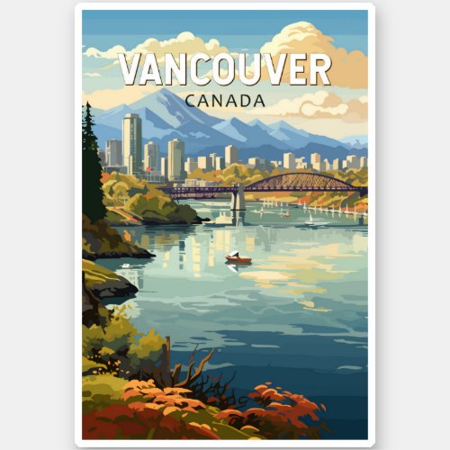 Vancouver Canada Travel Art Vintage Sticker