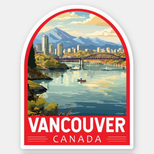 Vancouver Canada Travel Art Vintage Sticker