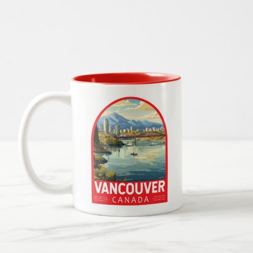 Vancouver Canada Travel Art Vintage Two_Tone Coffee Mug