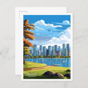 Vancouver Canada Travel Vintage illustration Postcard