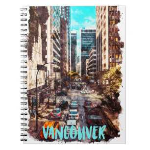 Vancouver Canada Vintage Travel Skyline Notebook