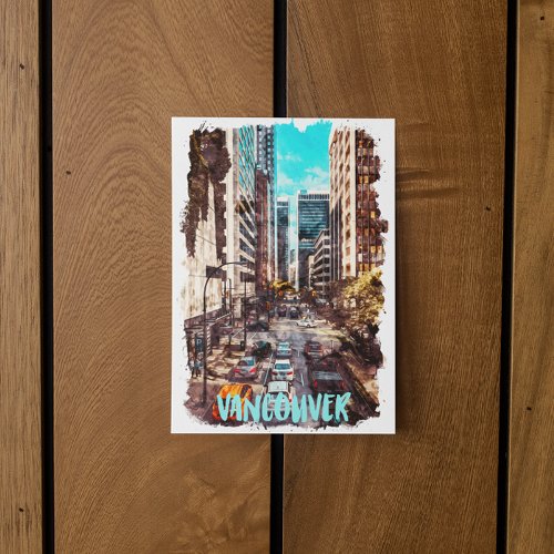 Vancouver Canada Vintage Travel Skyline Postcard