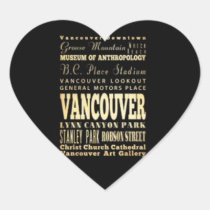 Vancouver City of Canada Typography Art Heart Sticker