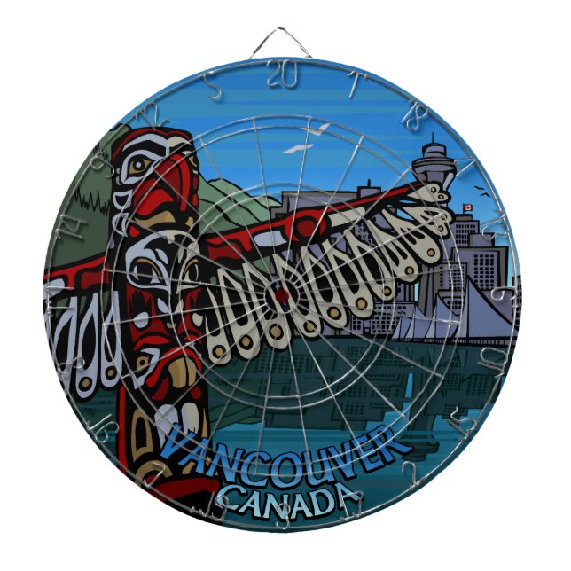 Vancouver Dartboard Totem Pole Souvenir Dartboard With Darts (Front)