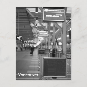 Vancouver - Empty Airport Black & White Postcard
