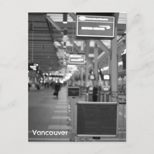 Vancouver _ Empty Airport Black  White Postcard