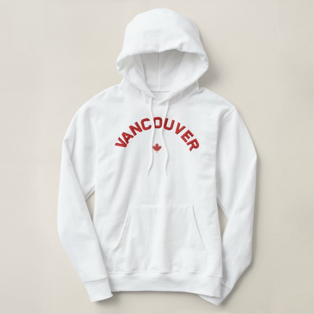 Vancouver Hoodie - Red Canada Maple Leaf (Design Front)