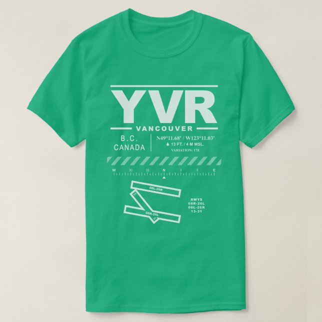 Vancouver International Airport YVR T-Shirt (Design Front)