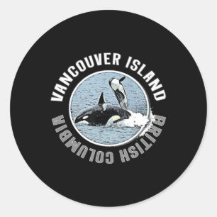 Vancouver Island BC Canada Orca Whales Adventure K Classic Round Sticker