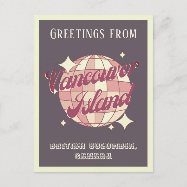 Vancouver Island Canada purple retro Postcard (Front)