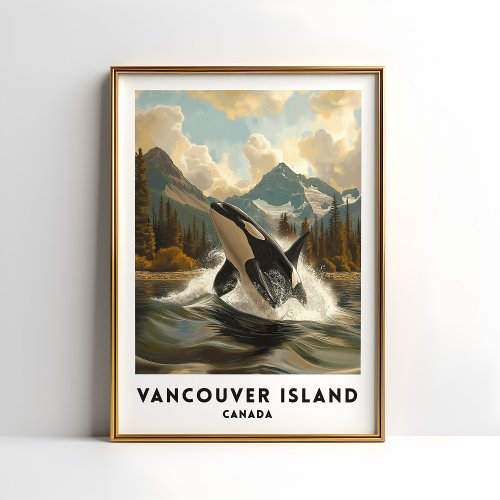 Vancouver Island Canada Travel Poster Orca