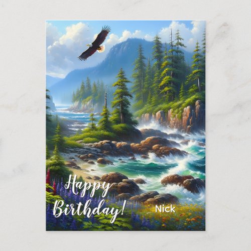 Vancouver Island Nature Art Custom Happy Birthday Postcard