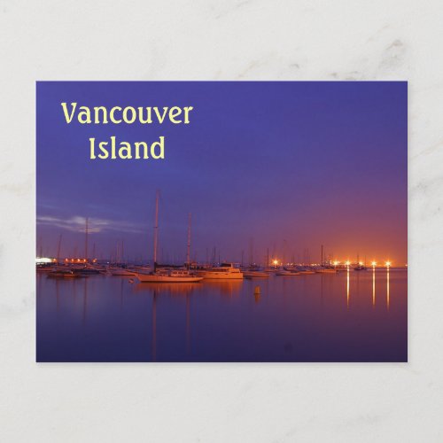 Vancouver Island sailboats in marina at dusk Postcard