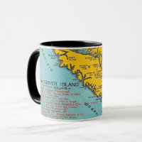 Vancouver Island Vintage Map Postcard Mug