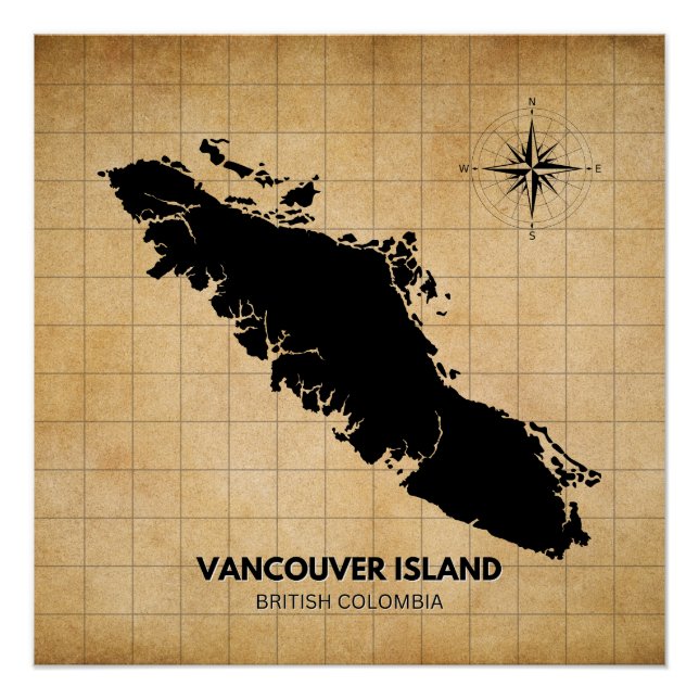 Vancouver island Vintage Map Simple Poster  (Front)