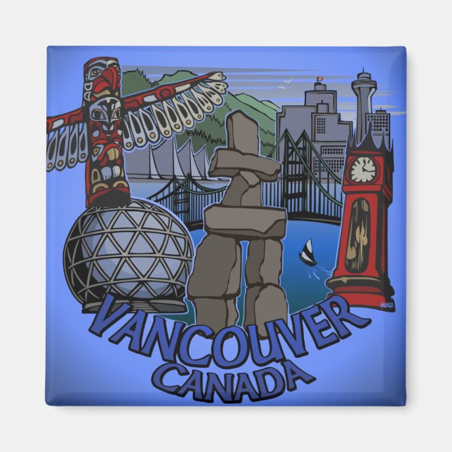 Vancouver Magnet BC Souvenir Landmark Art Gifts (Front)