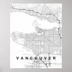 Vancouver Minimalist Map (Black & White) Poster