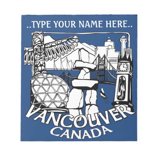 Vancouver Notepad Personalized Vancouver Souvenir