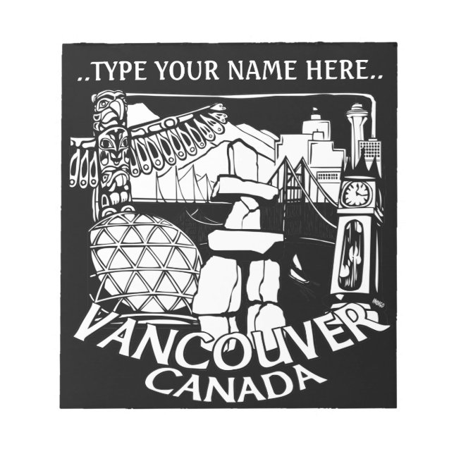 Vancouver Notepad Personalized Vancouver Souvenir (Front)