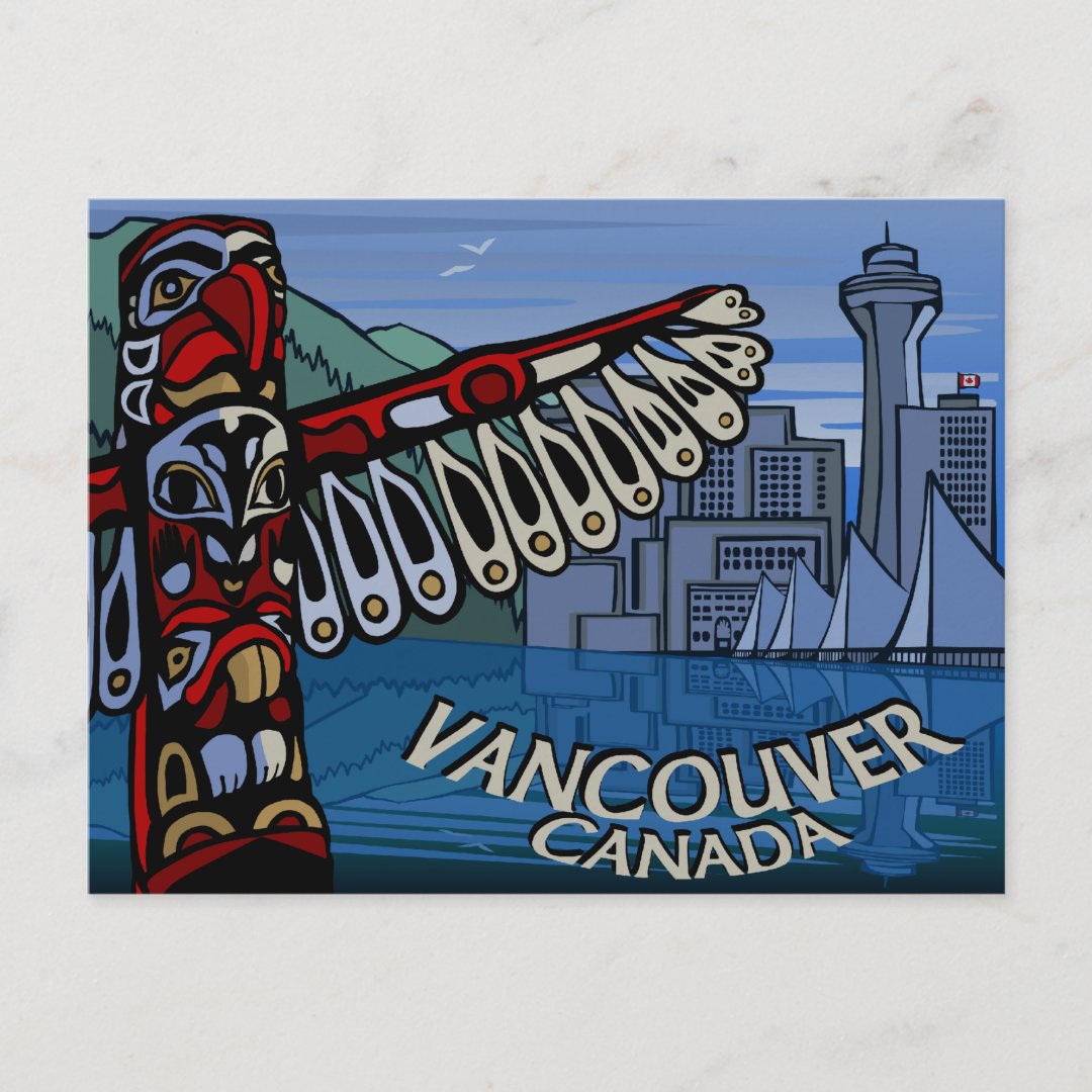 Vancouver Postcards Totem Pole & Landmarks Cards | Zazzle