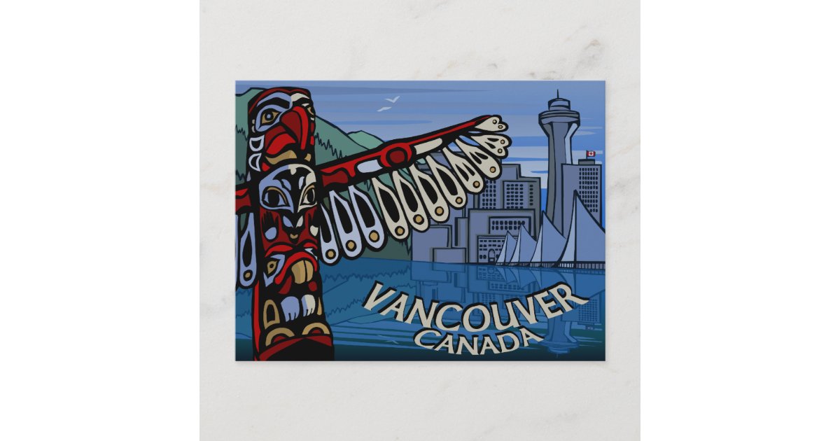 Vancouver Postcards Totem Pole & Landmarks Cards | Zazzle