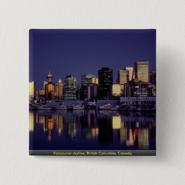 Vancouver skyline, British Columbia, Canada Pinback Button (Front)