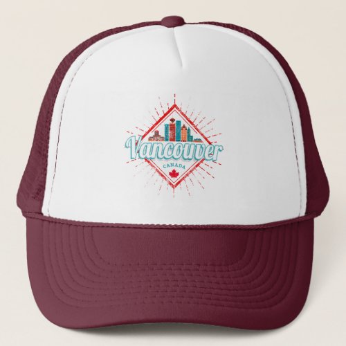 Vancouver Skyline British Columbia Retro Canada Trucker Hat