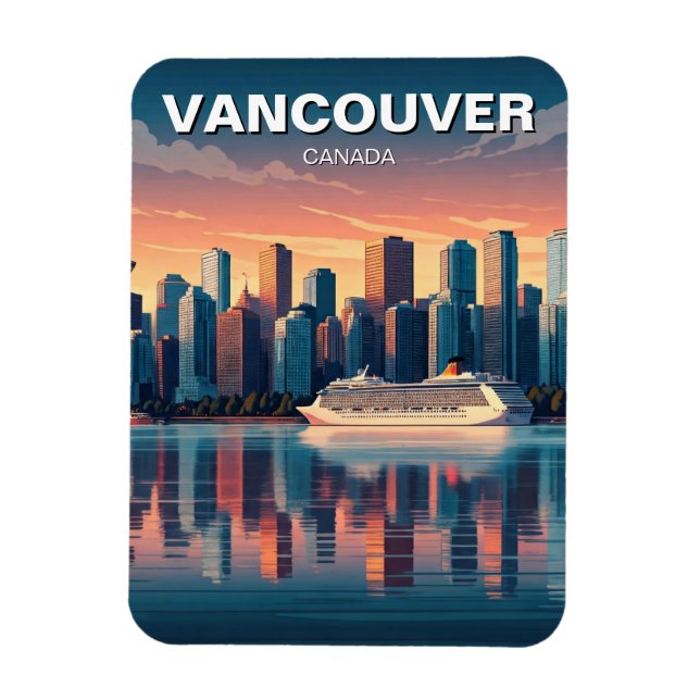 Vancouver Skyline Canada Travel Magnet (Vertical)