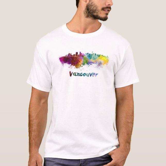 Vancouver skyline in watercolor T-Shirt (Front)