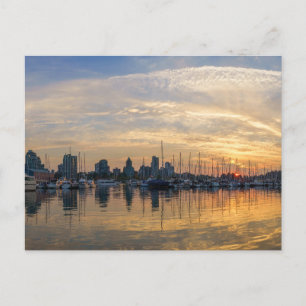 Vancouver Skyline - Yacht Harbour at Sunset Holiday Postcard