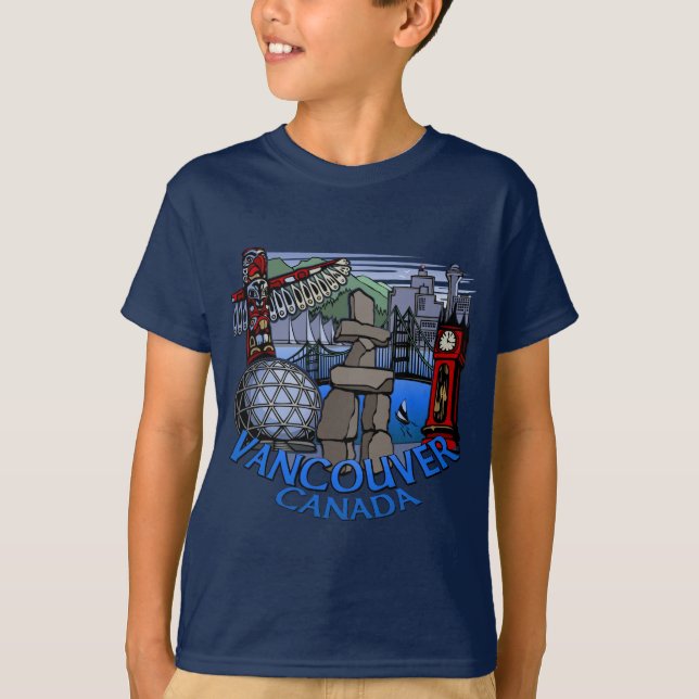 Vancouver Souvenir Kid's T-shirts Landmark Art Tee (Front)