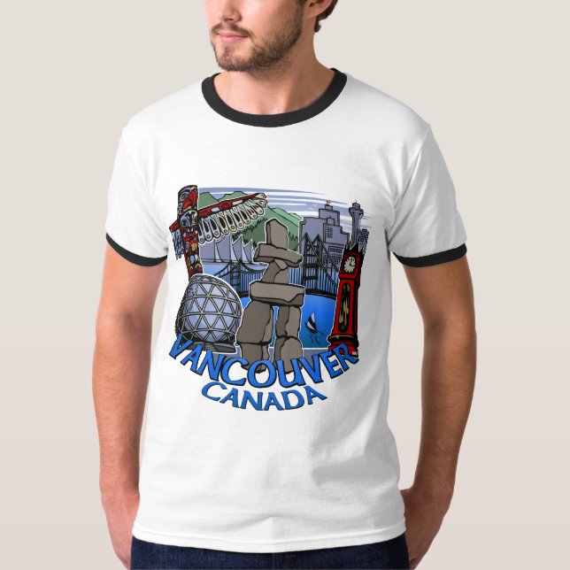 Vancouver Souvenir Men's T-shirt Landmark Art Tees (Front)