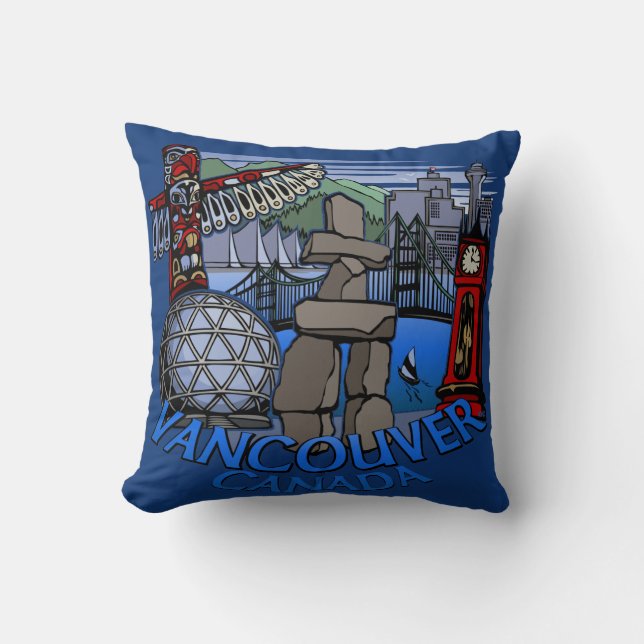 Vancouver Souvenir Pillow Vancouver Landmark Gifts (Front)