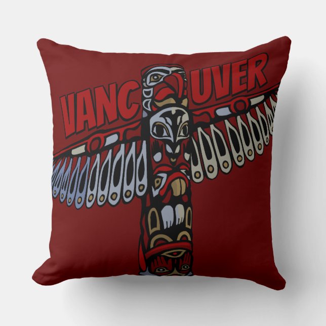 Vancouver Souvenir Pillow Vancouver Totem Pole Art (Front)