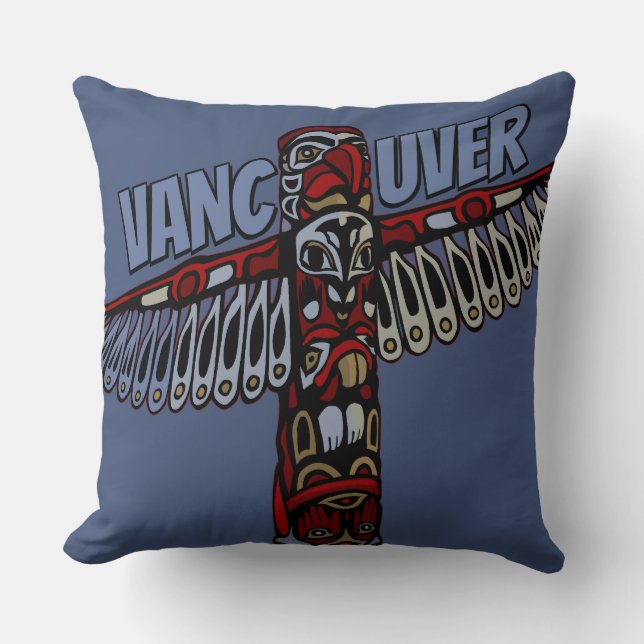 Vancouver Souvenir Pillow Vancouver Totem Pole Art (Front)