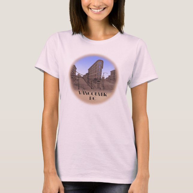 Vancouver Souvenir T-shirt Gastown Art Womens Tees (Front)