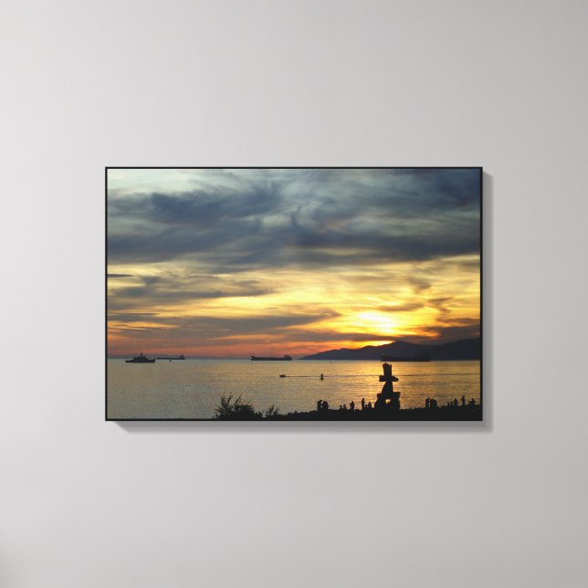 Vancouver Sunset Art Print Seascape Inushuk Canvas (Front)