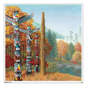 Vancouver Totem Landscape Cityscape Wall Decal 