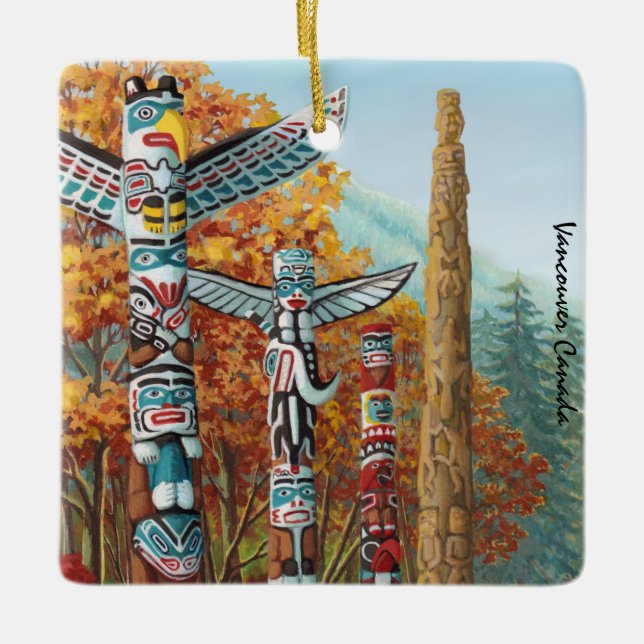 Vancouver Totem Pole Ornament Native Art Souvenirs (Front)