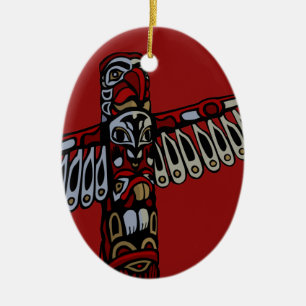 Vancouver Totem Pole Souvenir Native Art Ornament