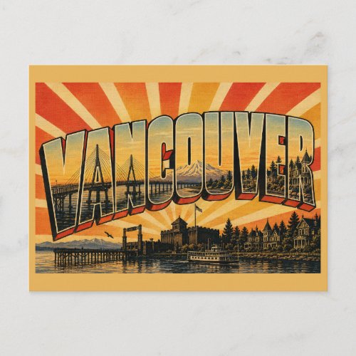 Vancouver WA Columbia River Waterfront Art Postcard