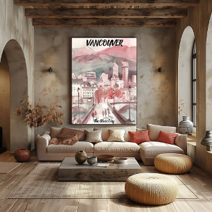 Vancouver Watercolor Cityscape – Urban Skyline Art Poster